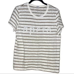 Apero Label Beaded Femme Tee Shirt In Beige White Women's Size Small